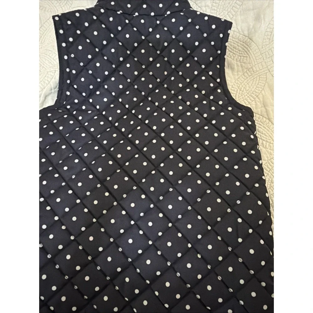 J.Crew Girls 4/5 Crewcuts Navy Blue Polka dot Quilted Insulated Sleeveless Vest